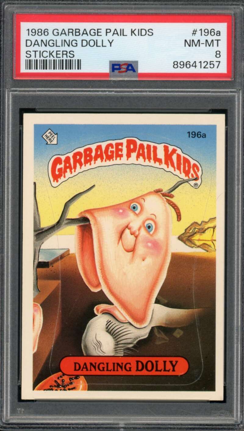 Dangling Dolly Stickers Card 1986 Garbage Pail Kids #196a PSA 8 Image 1