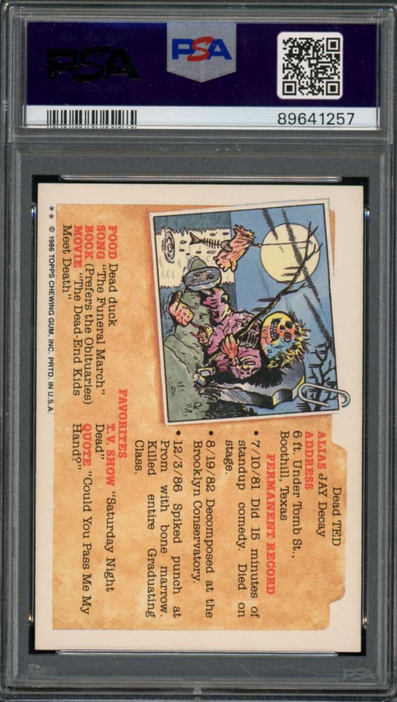 Dangling Dolly Stickers Card 1986 Garbage Pail Kids #196a PSA 8 Image 2