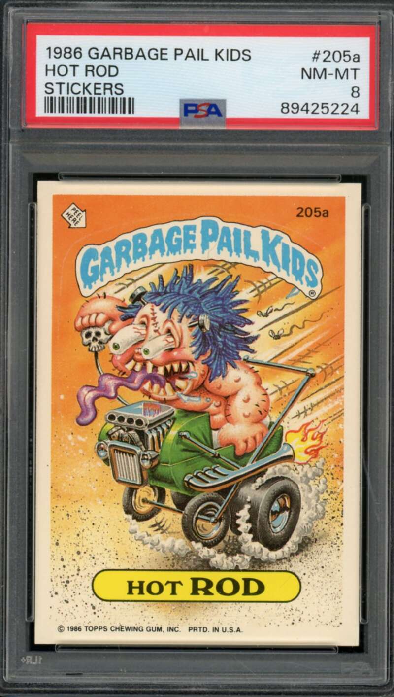 Hot Rod Card Stickers 1986 Garbage Pail Kids #205a PSA 8 Image 1