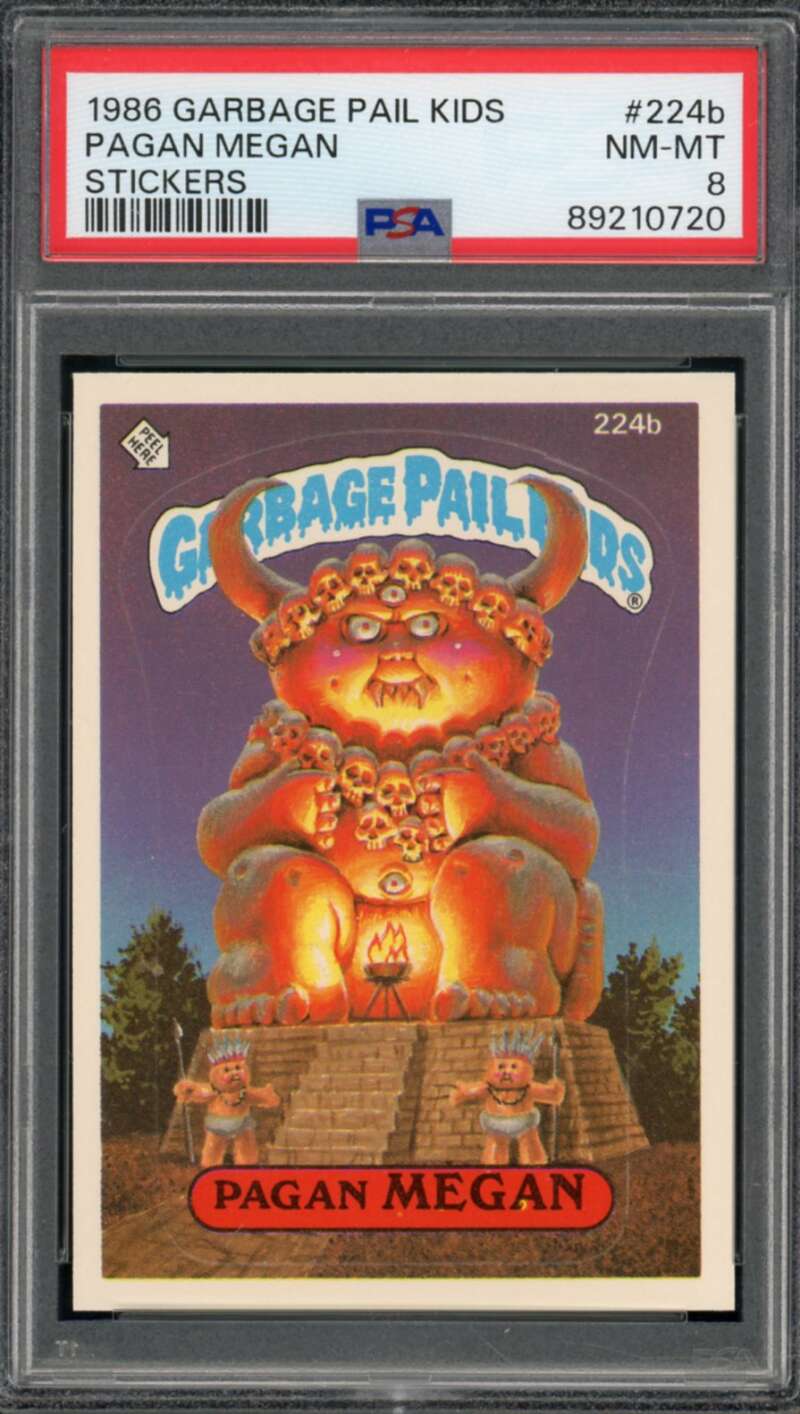 Pagan Megan Stickers Card 1986 Garbage Pail Kids #224b PSA 8 Image 1