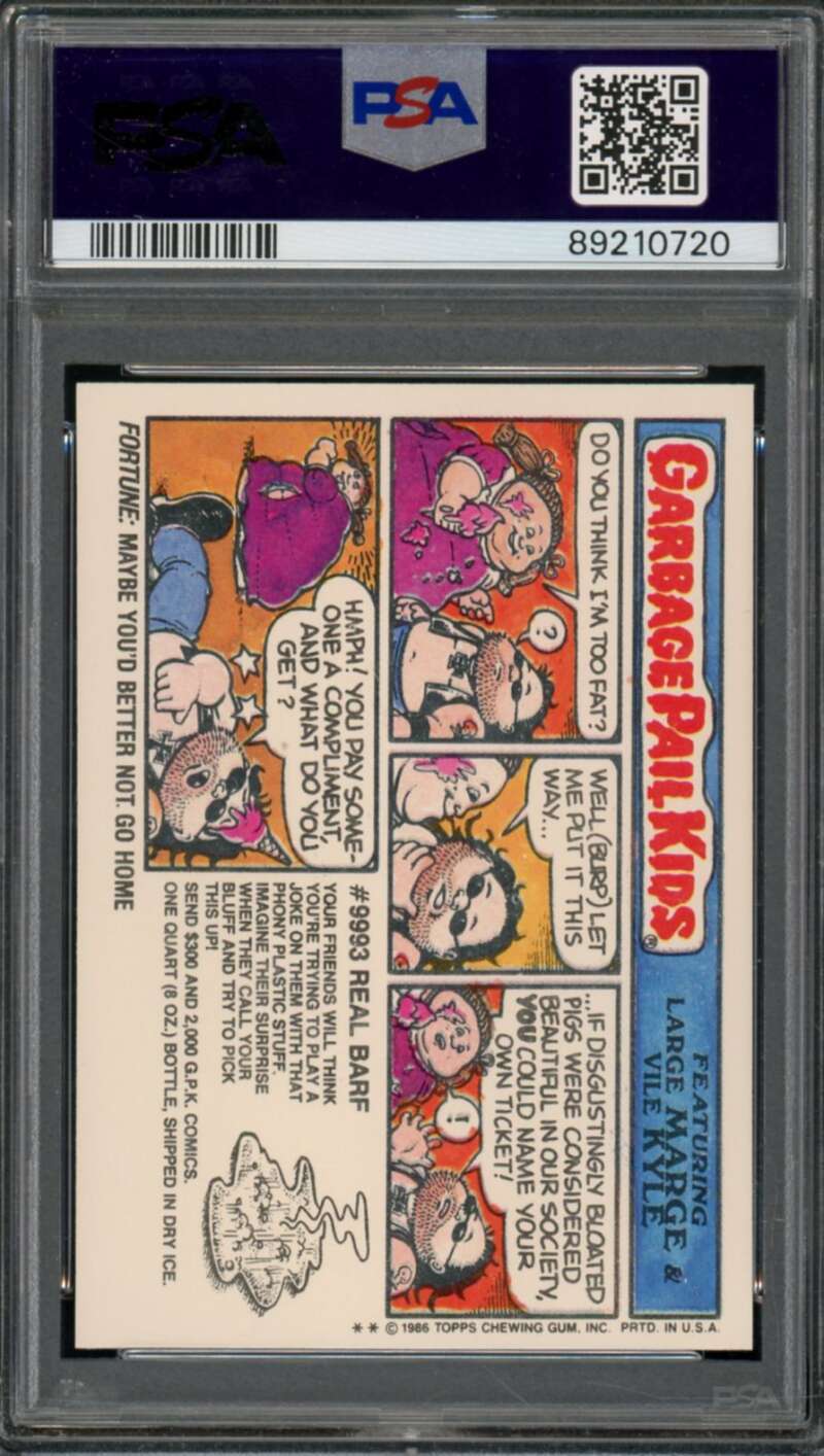 Pagan Megan Stickers Card 1986 Garbage Pail Kids #224b PSA 8 Image 2