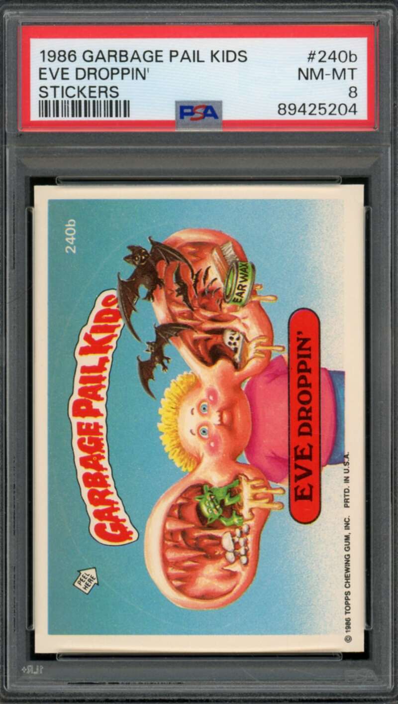 Eve Droppin' Stickers Card 1986 Garbage Pail Kids #240b PSA 8 Image 1