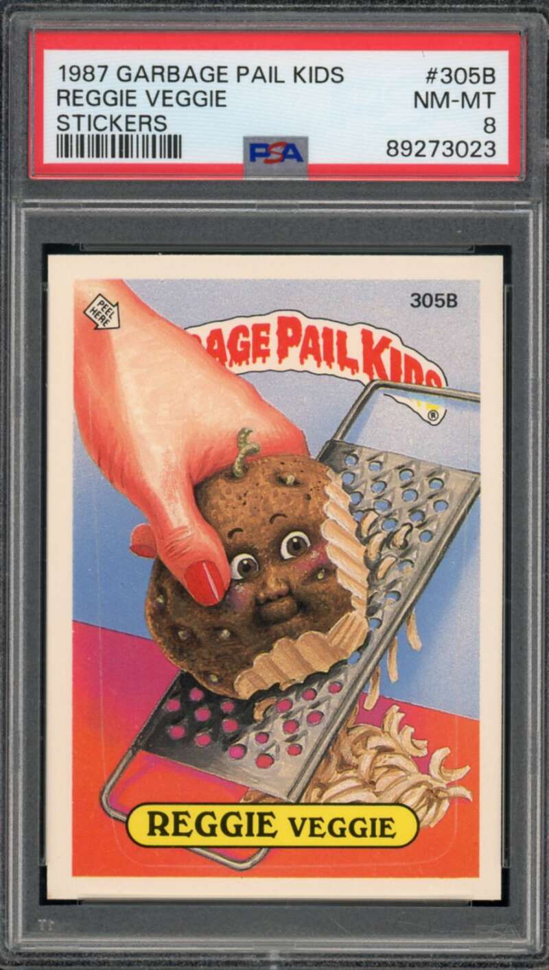 Reggie Veggie Stickers Card 1987 Garbage Pail Kids #305b PSA 8 Image 1