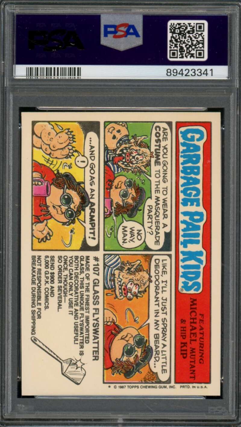 Burnin' Vernon Stickers Card 1987 Garbage Pail Kids #317b PSA 8 Image 2