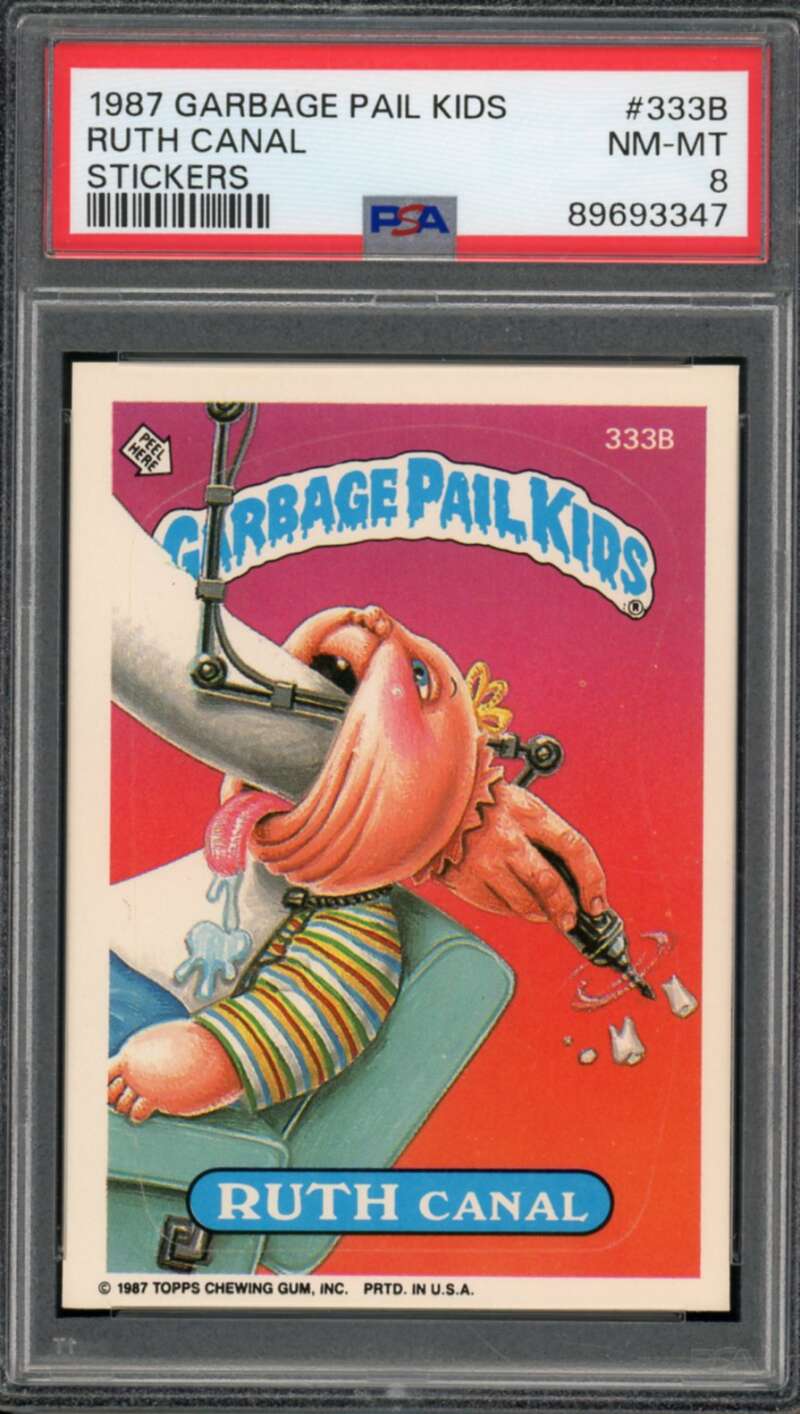 Ruth Canal Stickers Card 1987 Garbage Pail Kids #333b PSA 8 Image 1