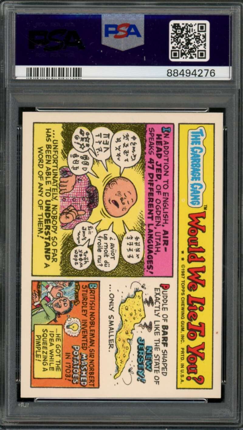 Herman Hormone Stickers Card 1987 Garbage Pail Kids #352a PSA 8 Image 2