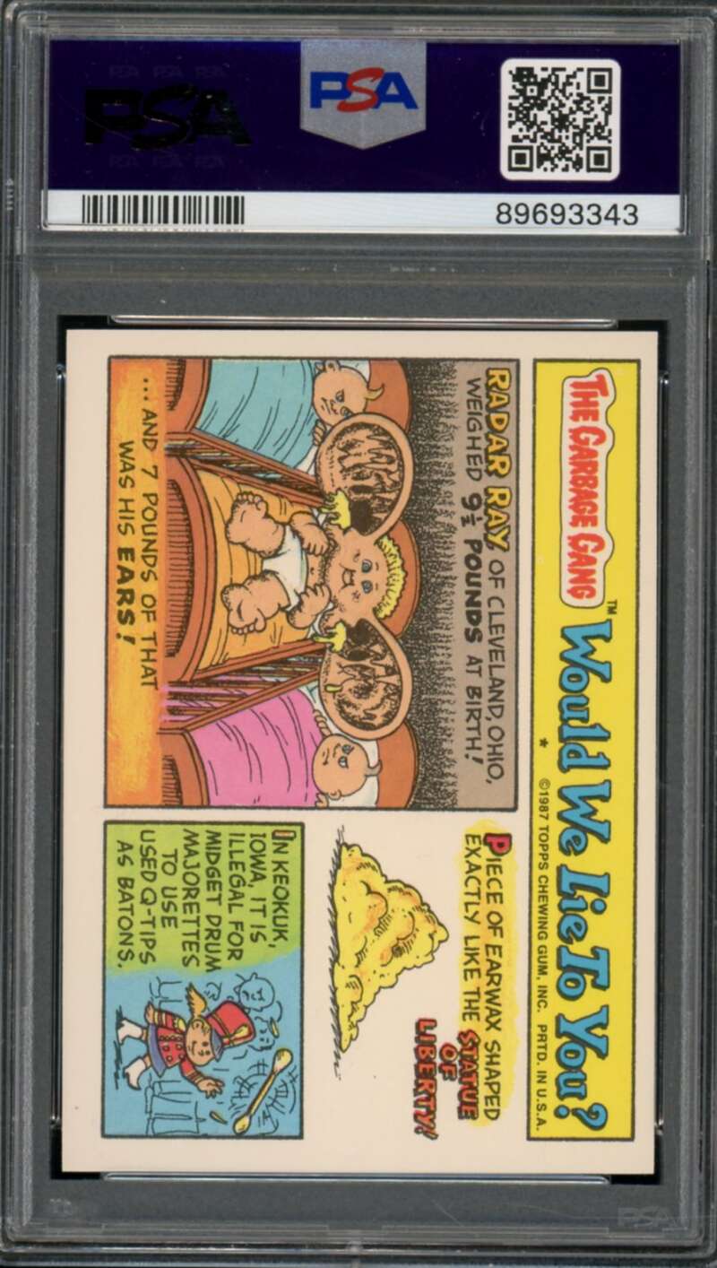 Bubbly Babs Stickers Card 1987 Garbage Pail Kids #353b PSA 8 Image 2