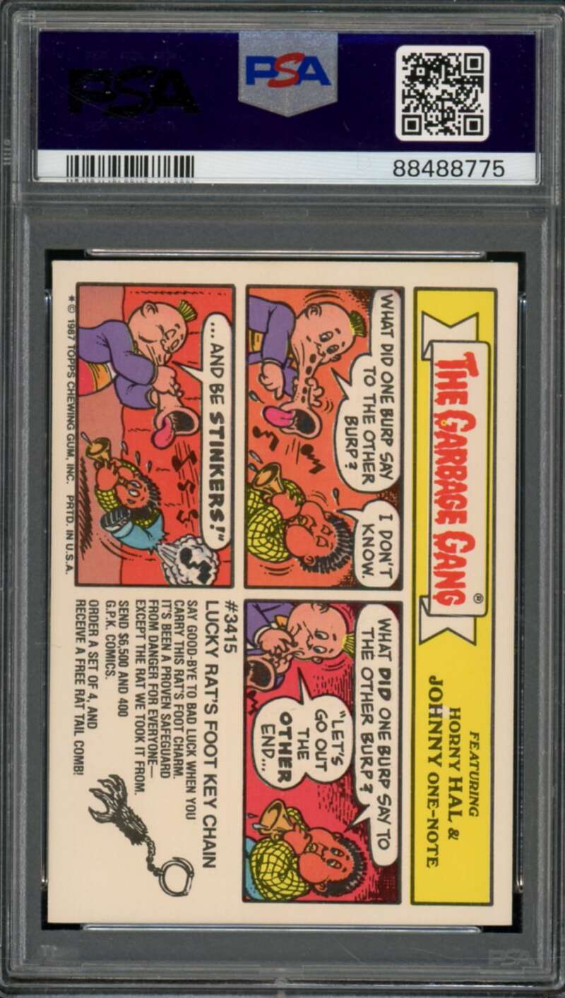 Chuckin' Charlie Stickers Card 1987 Garbage Pail Kids #385b PSA 7 Image 2