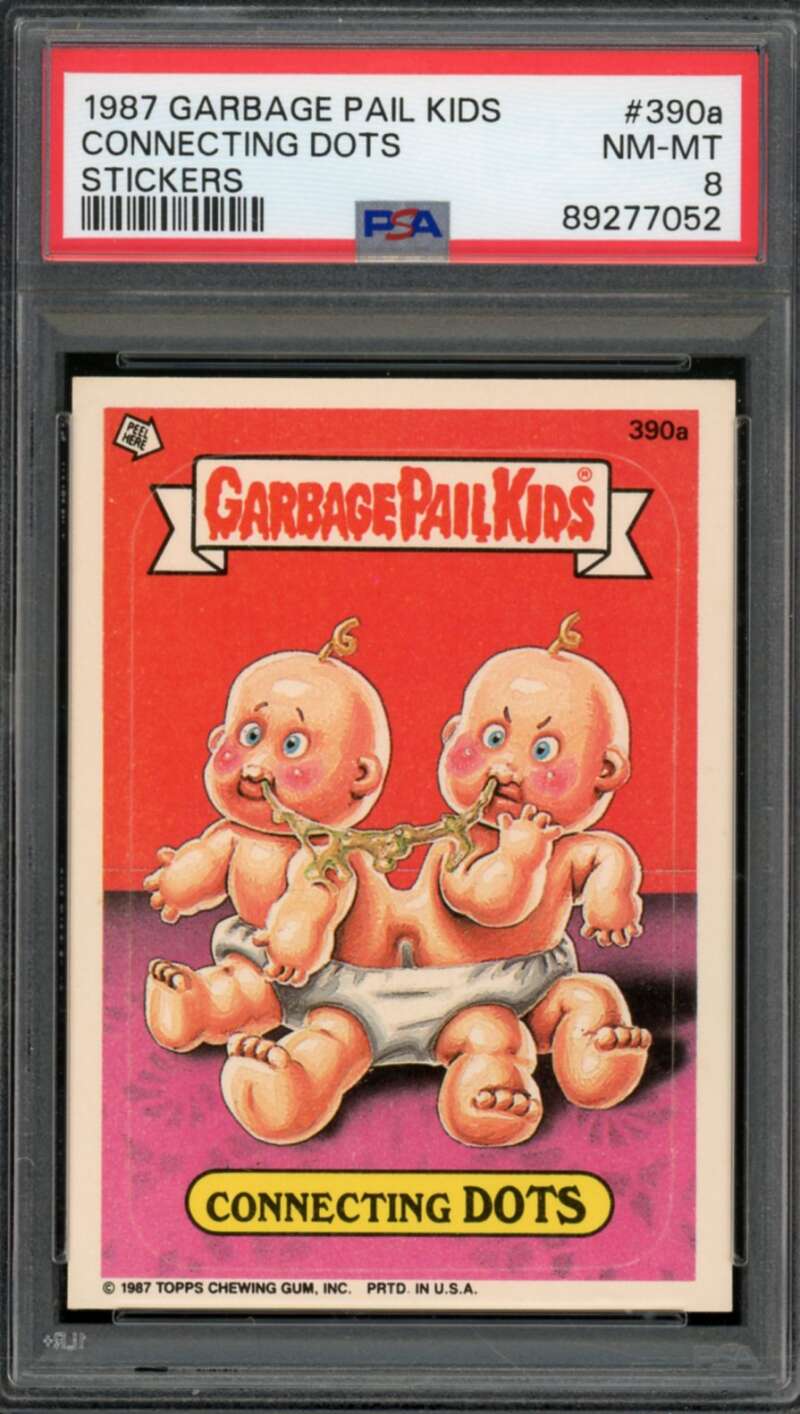 Connecting Dots Stickers Card 1987 Garbage Pail Kids #390a PSA 8 Image 1