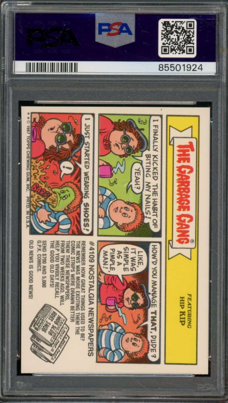 Lickin' Leon Stickers Card 1987 Garbage Pail Kids #408a PSA 9 Image 2