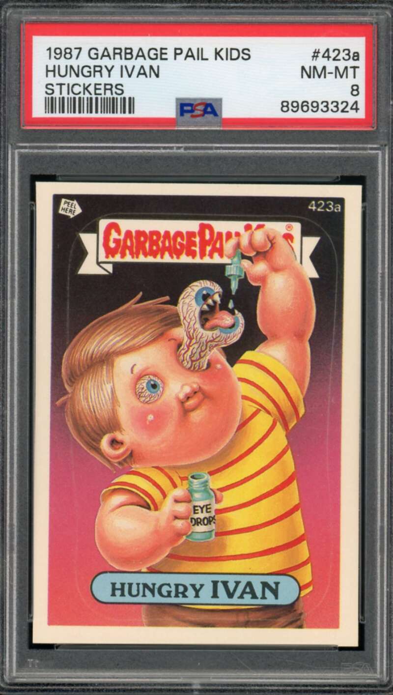 Hungry Ivan Stickers Card 1987 Garbage Pail Kids #423a PSA 8 Image 1