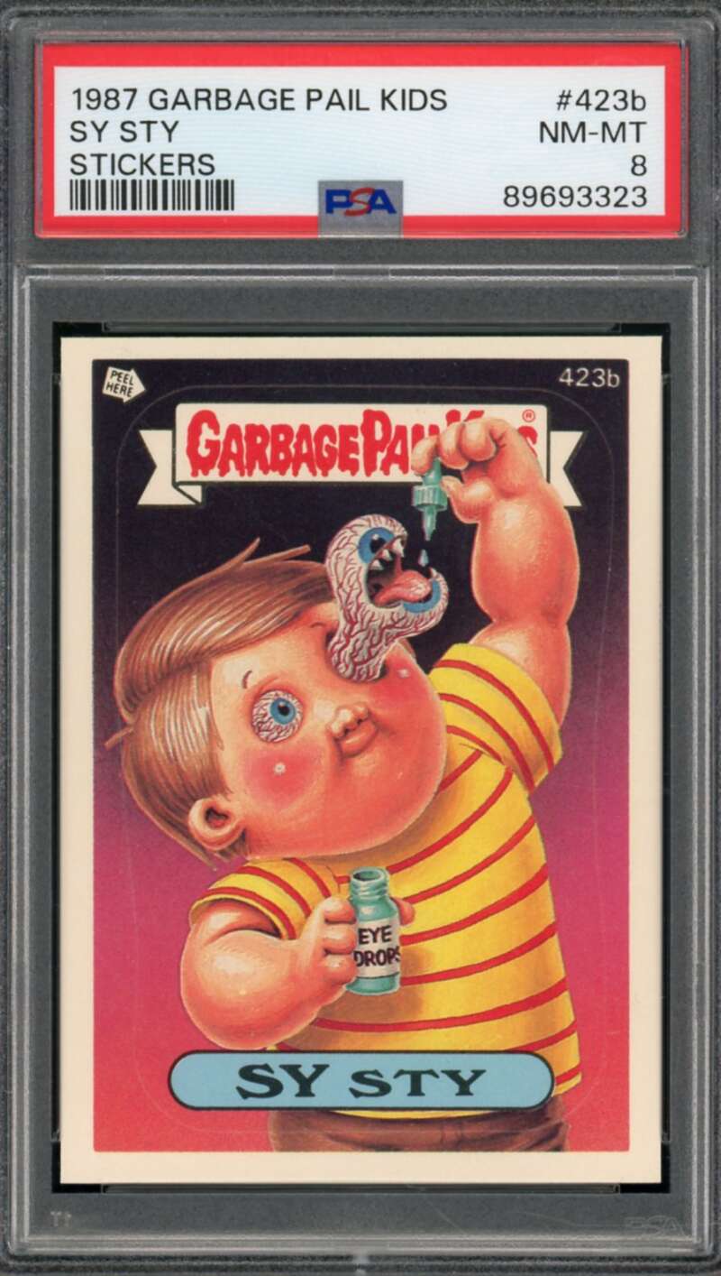 Sy Sty Stickers Card 1987 Garbage Pail Kids #423b PSA 8 Image 1