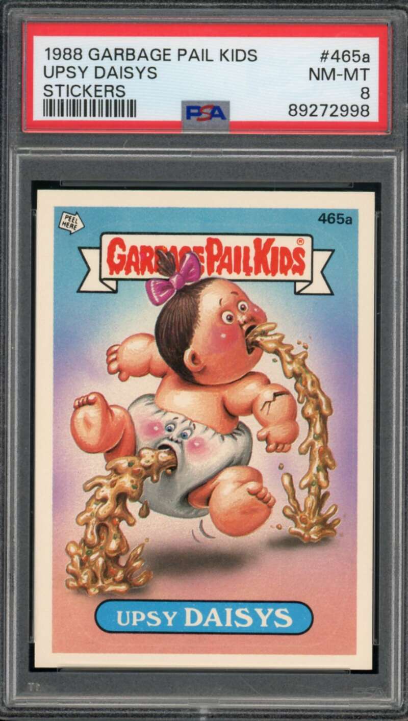 Upsy Daisys Stickers Card 1988 Garbage Pail Kids #465a PSA 8 Image 1