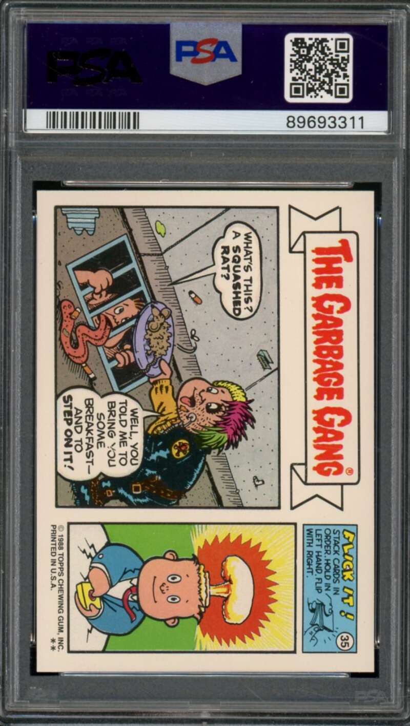 Ronny Nose Stickers Card 1988 Garbage Pail Kids #472b PSA 8 Image 2