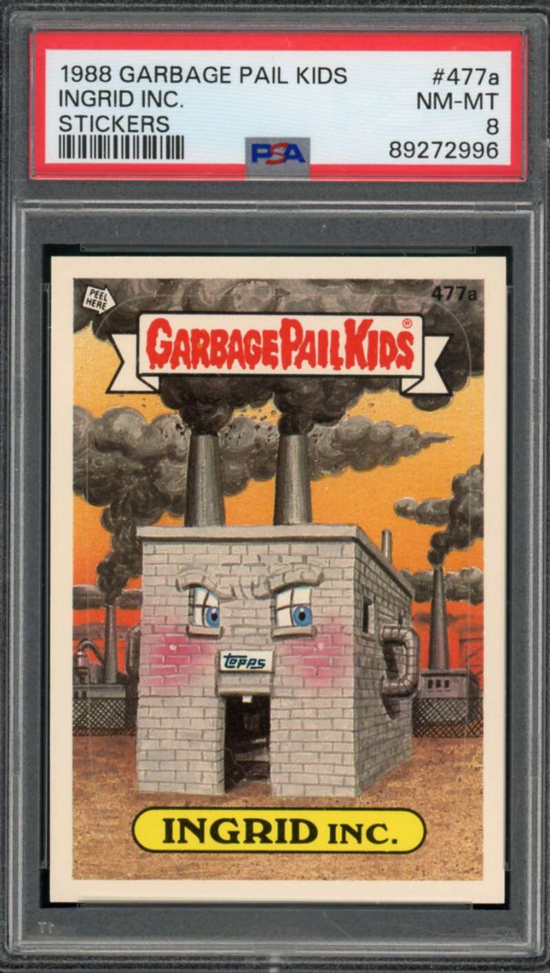 Ingrid Inc. Stickers Card 1988 Garbage Pail Kids #477A PSA 8 Image 1