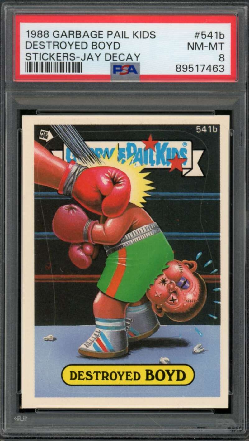 Destroyed Boyd Stickers Card 1988 Garbage Pail Kids #541b PSA 8 Image 1