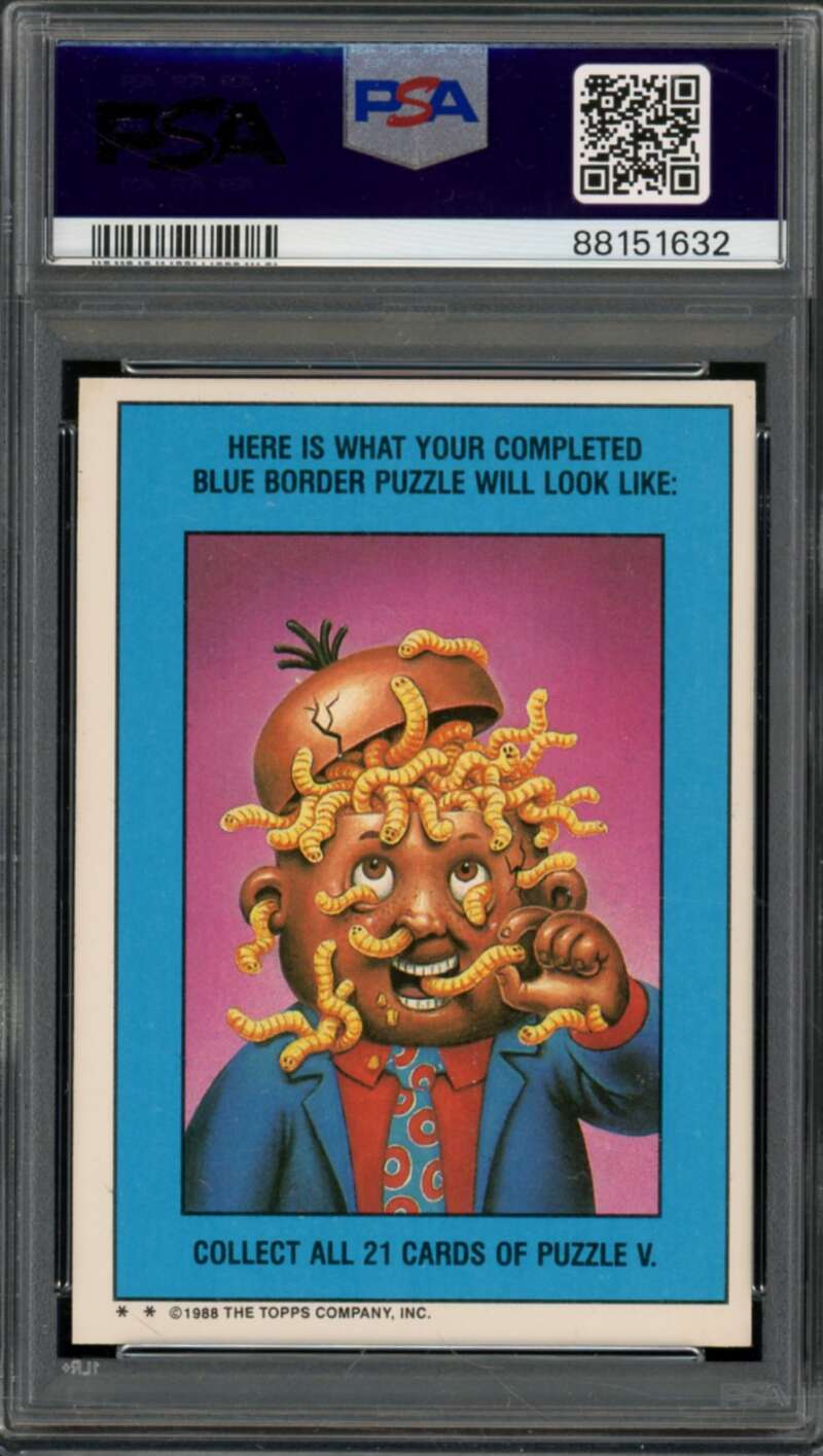 Slimy Hymie Stickers Card 1988 Garbage Pail Kids #584a PSA 8 Image 2