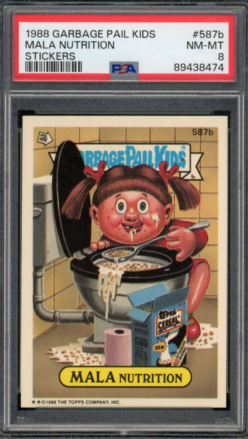 Mala Nutrition Stickers Card 1988 Garbage Pail Kids #587b PSA 8 Image 1