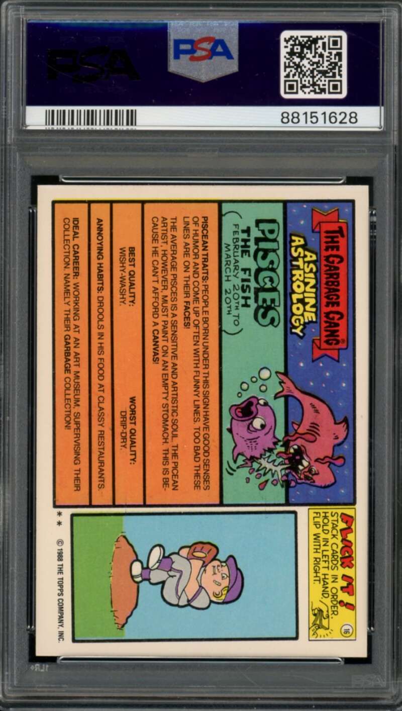 Dog Bites Boyd Stickers Card 1988 Garbage Pail Kids #591b PSA 8 Image 2