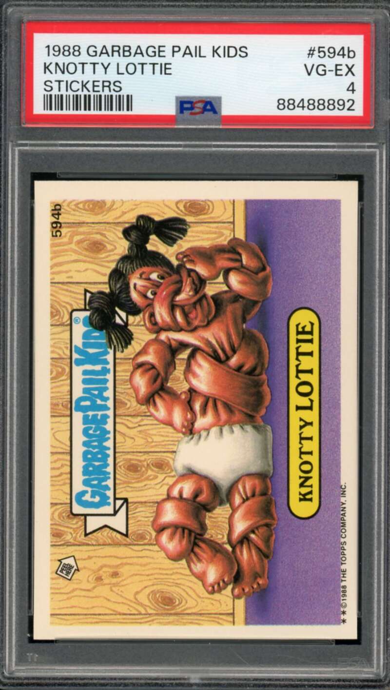 Knotty Lottie Stickers Card 1988 Garbage Pail Kids #594b PSA 4 Image 1