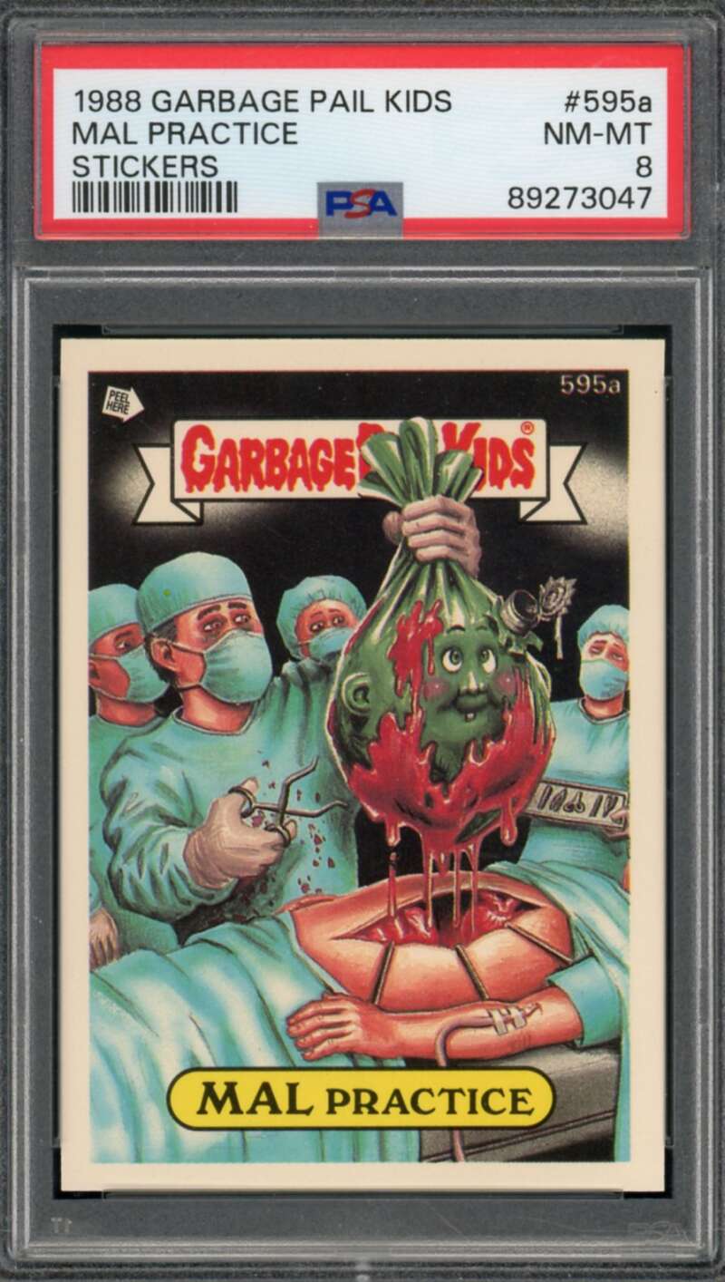 Mal Practice Stickers Card 1988 Garbage Pail Kids #595a PSA 8 Image 1