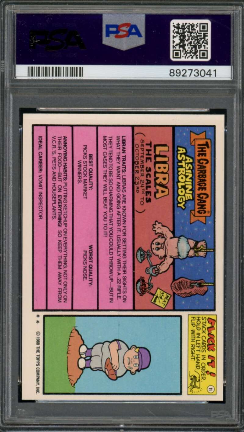 Vendo-Matt Stickers Card 1988 Garbage Pail Kids #600a PSA 8 Image 2