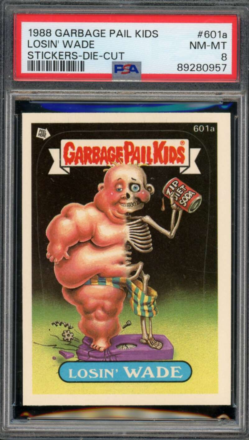 Losin' Wade Stickers-Die-Cut Card 1988 Garbage Pail Kids #601a PSA 8 Image 1