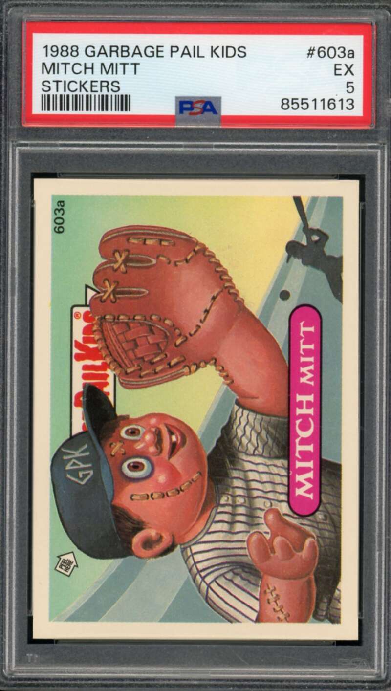 Mitch Mitt Stickers Card 1988 Garbage Pail Kids #603a PSA 5 Image 1