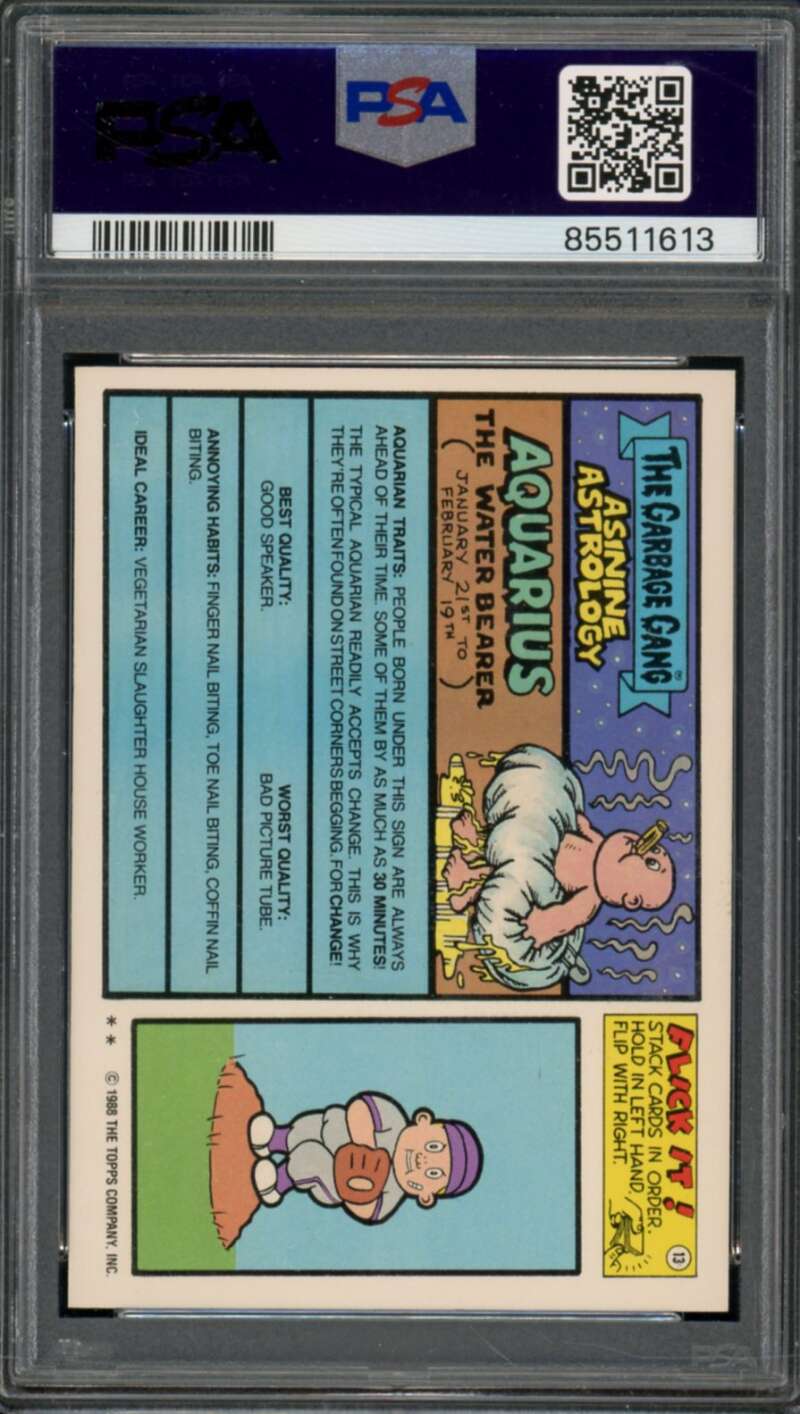 Mitch Mitt Stickers Card 1988 Garbage Pail Kids #603a PSA 5 Image 2