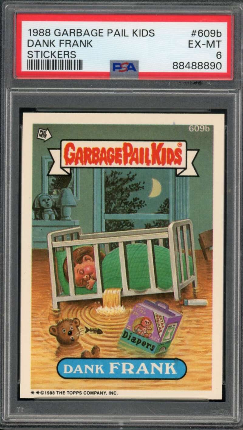 Dank Frank Stickers Card 1988 Garbage Pail Kids #609b PSA 6 Image 1