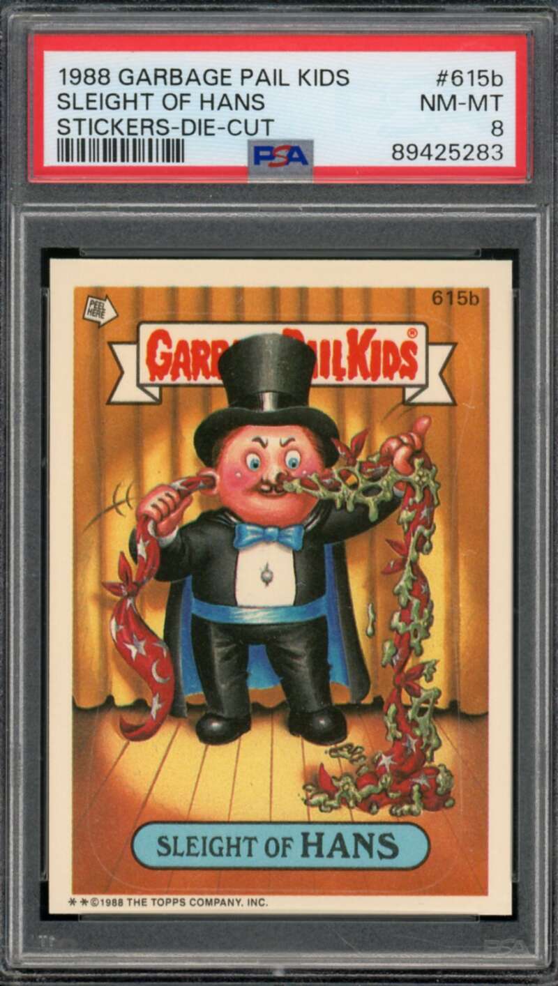 Sleight Of Hans Stickers Card 1988 Garbage Pail Kids #615b PSA 8 Image 1