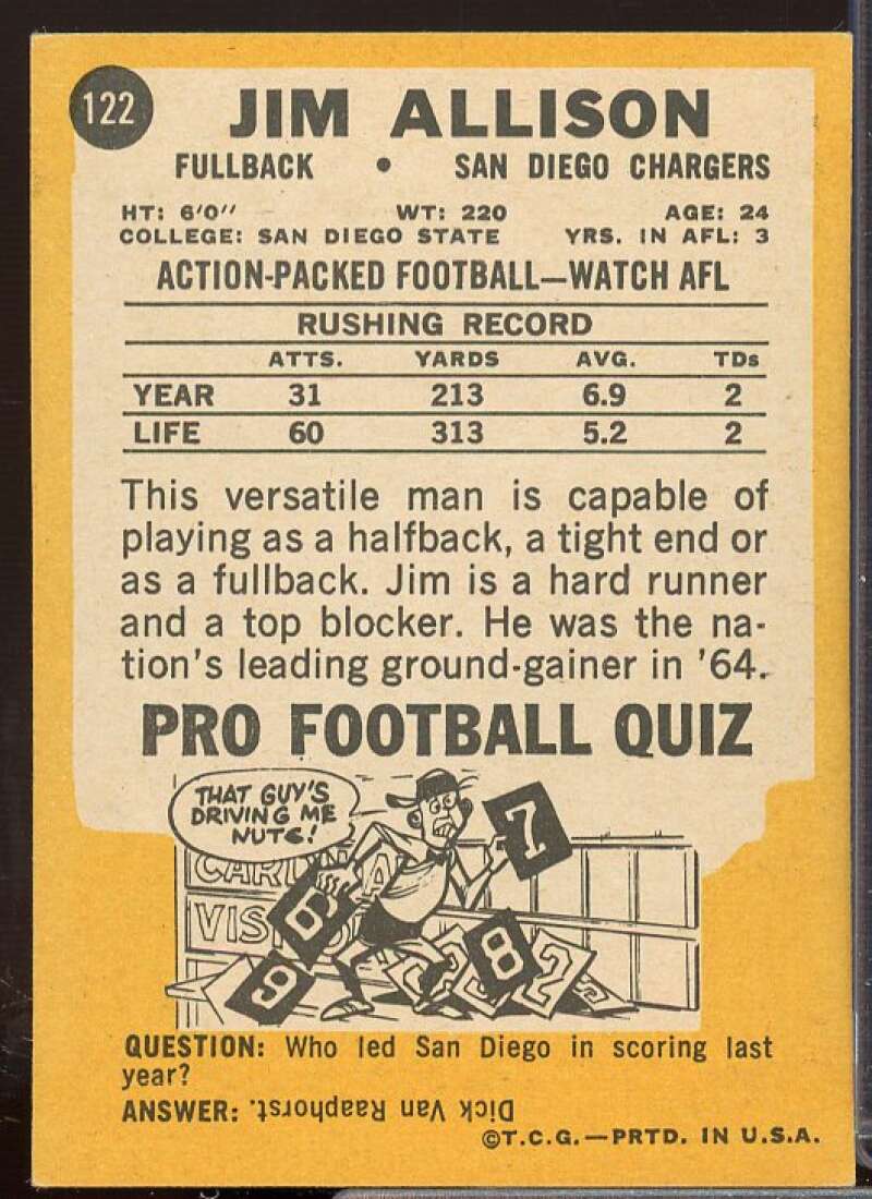 Jim Allison RC Card 1967 Topps #122  Image 2