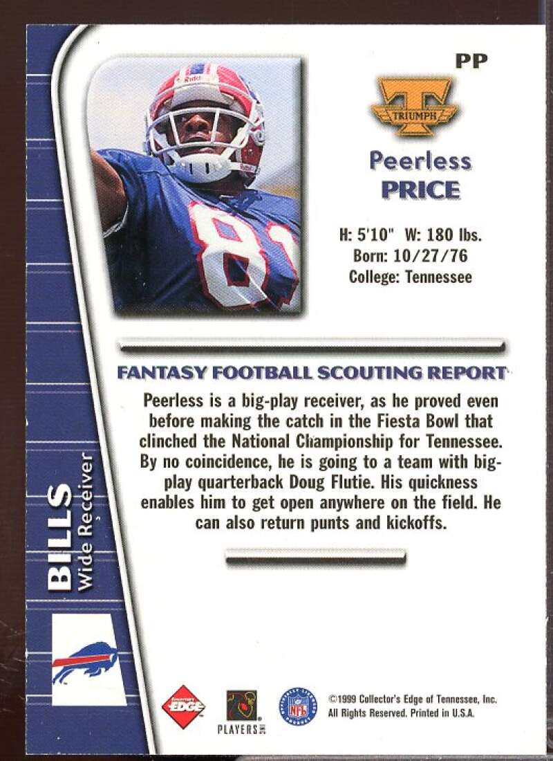 Peerless Price Rookie 1999 Collector's Edge Triumph Signed Sealed Delivered #PP  Image 2