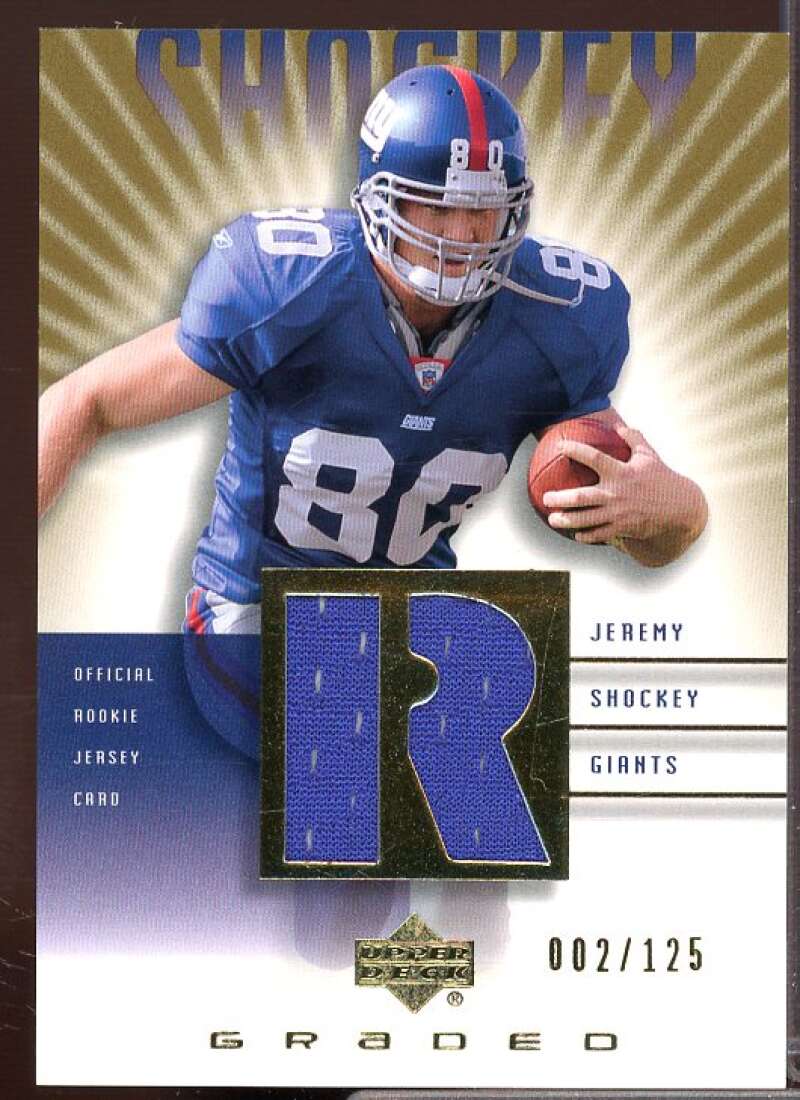 Jeremy Shockey Card 2002 UD Graded Rookie Jerseys Gold #JS500  Image 1