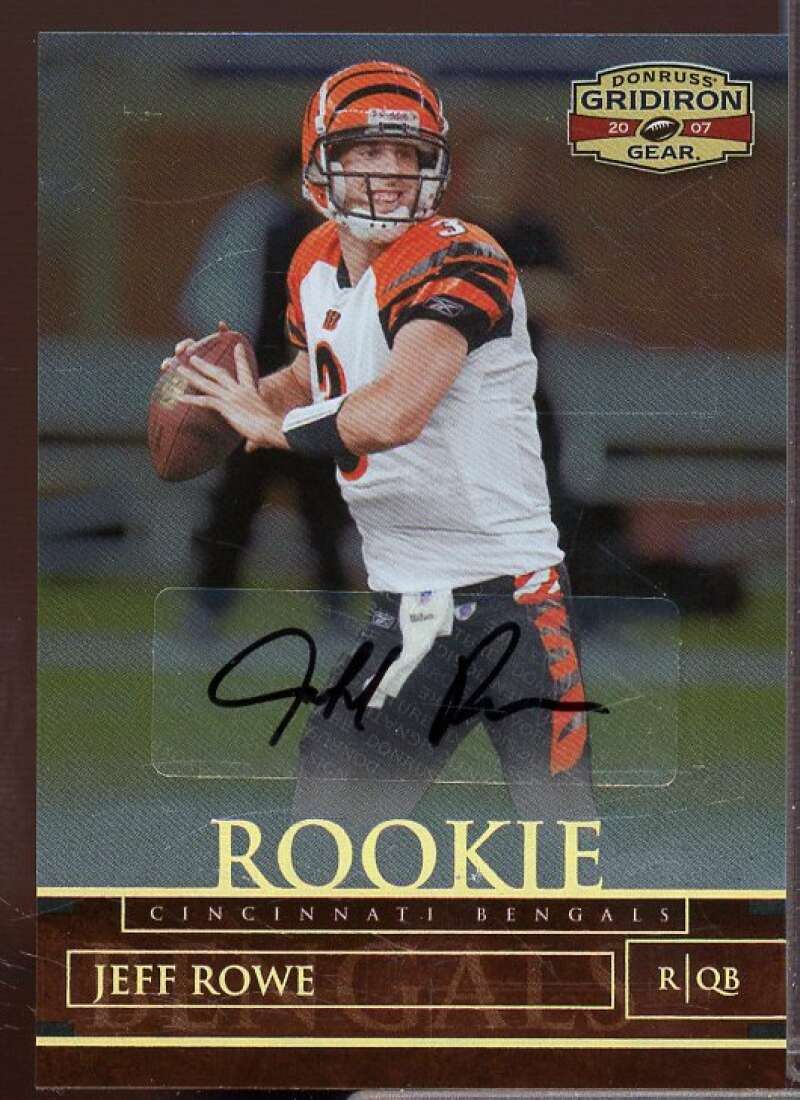 Jeff Rowe Rookie Card 2007 Donruss Gridiron Gear Autographs Gold Holofoil #149  Image 1