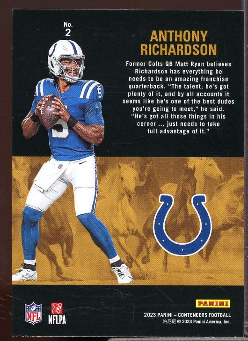 Anthony Richardson Rookie 2023 Panini Contenders Rookie Stallions Bronze #2  Image 2