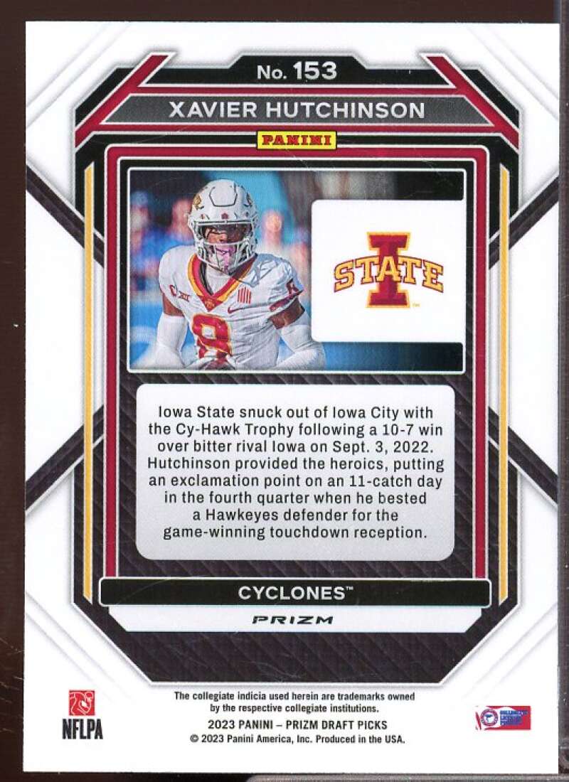 Xavier Hutchinson Rookie Card 2023 Panini Prizm Draft Picks Prizms Red Ice #153  Image 2