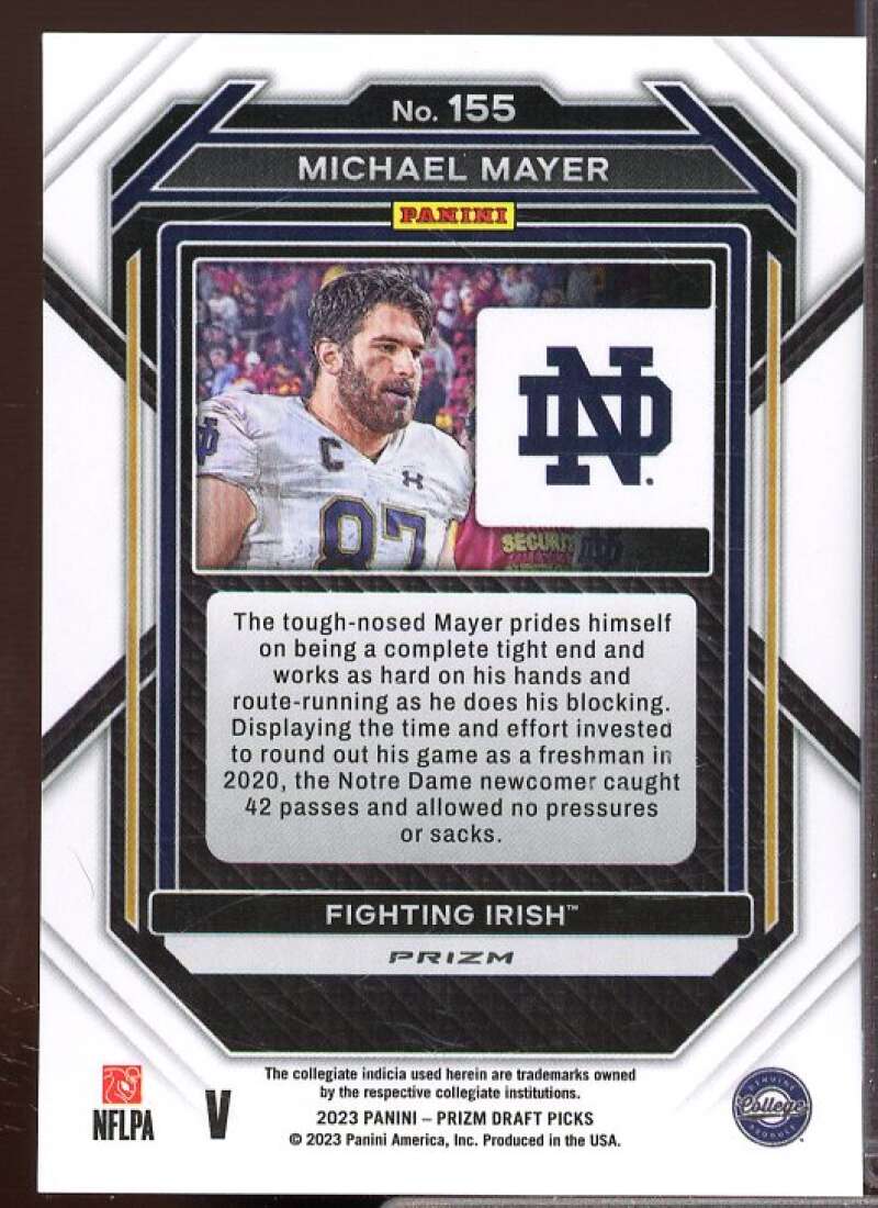 Michael Mayer Rookie Card 2023 Panini Prizm Draft Picks Prizms Silver #155  Image 2