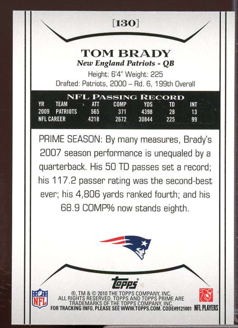 Tom Brady Card 2010 Topps Prime #130  Image 2