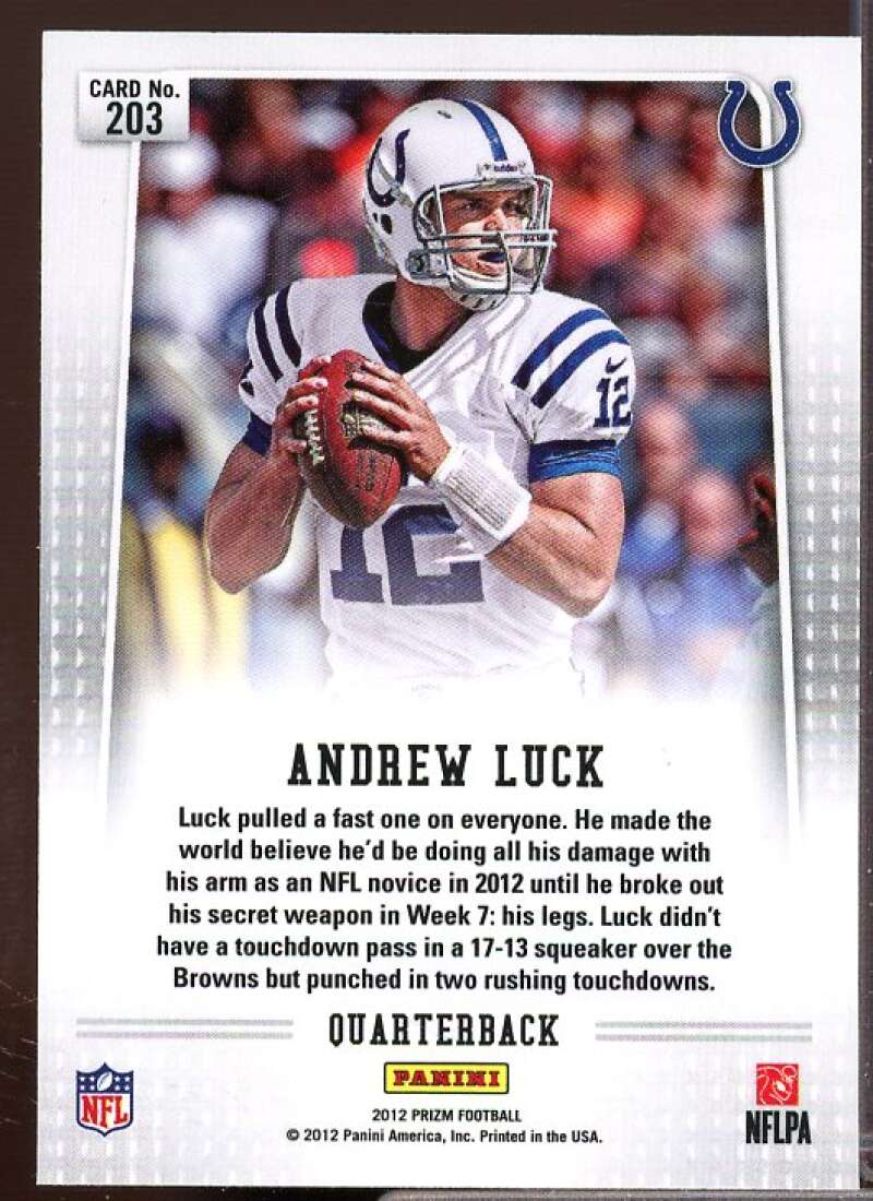 Andrew Luck Rookie Card 2012 Panini Prizm #203A  Image 2