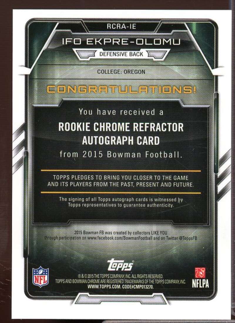 Ifo Ekpre-Olomu 2015 Bowman Chrome Rookie Autographs Refractors Blue #RCRAIE  Image 2