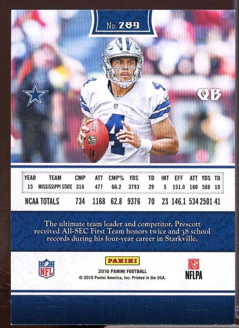 Dak Prescott Rookie Card 2016 Panini #289  Image 2