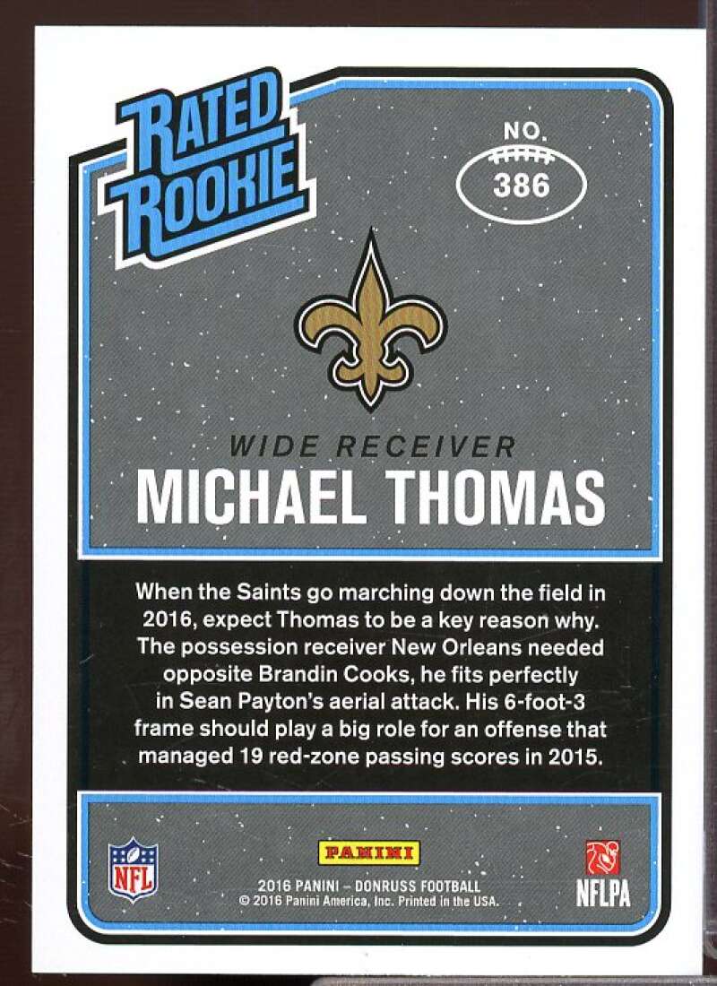 Michael Thomas Rookie Card 2016 Donruss #386  Image 2