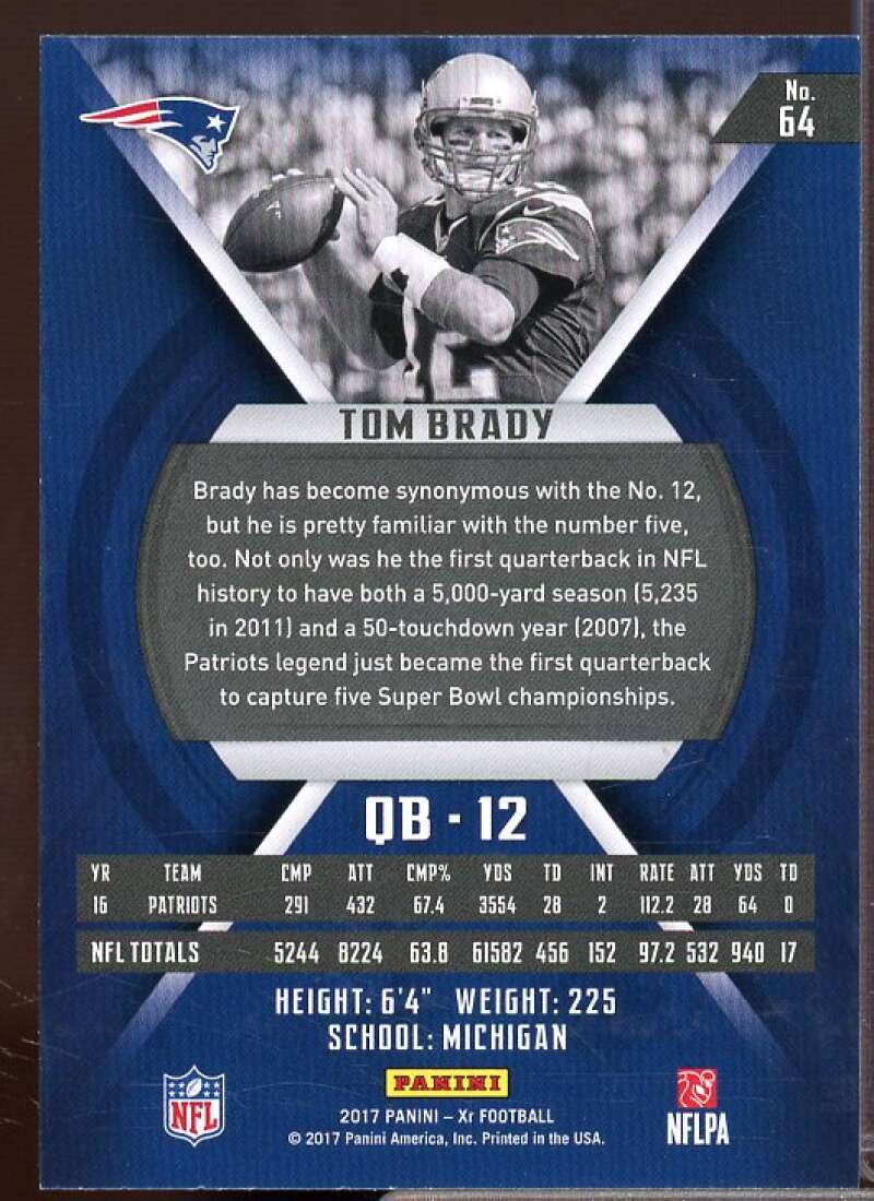 Tom Brady Card 2017 Panini XR #64  Image 2