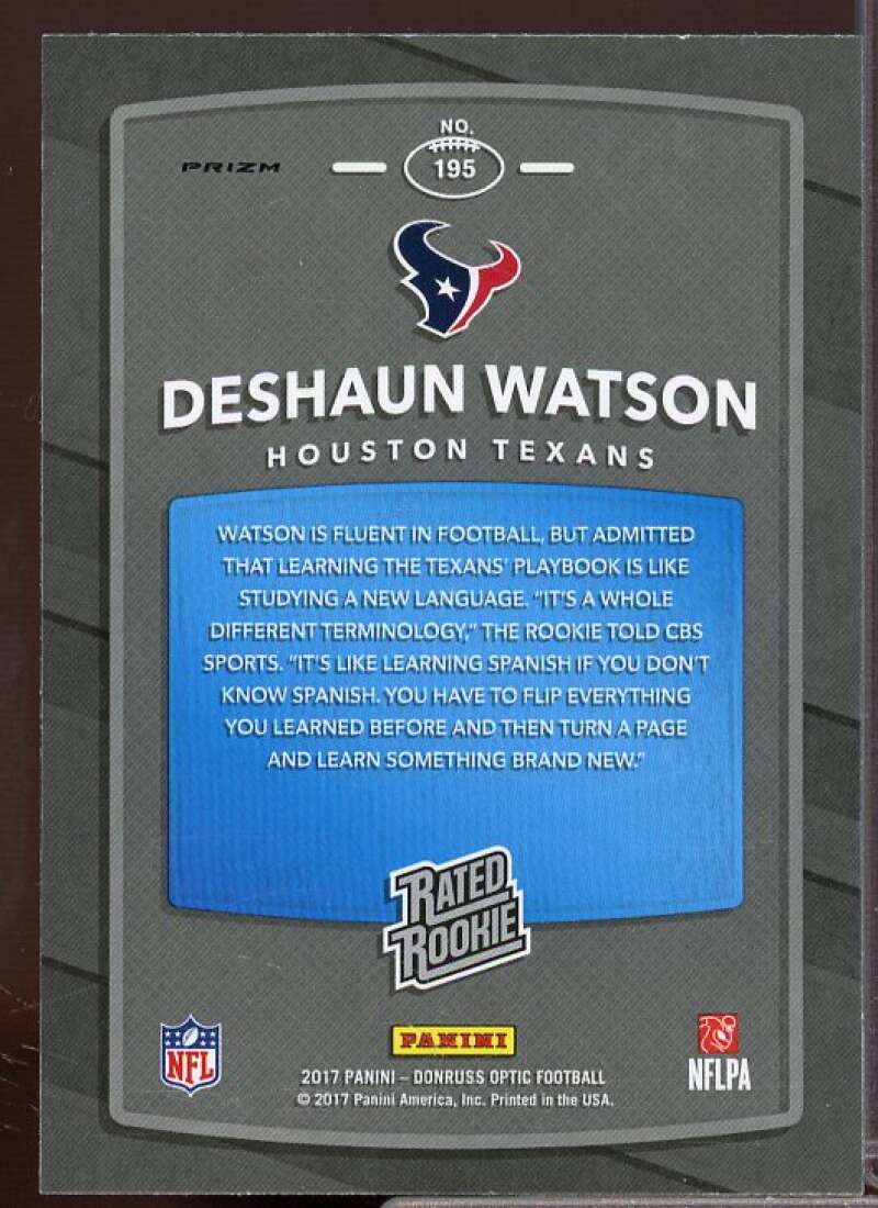 Deshaun Watson Rookie Card 2017 Donruss Optic Red and Yellow #195  Image 2