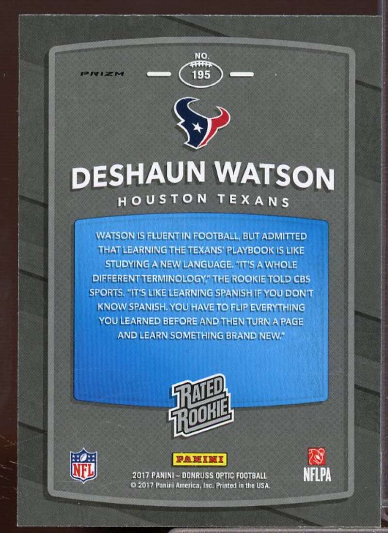 Deshaun Watson Rookie Card 2017 Donruss Optic Red and Yellow #195  Image 2