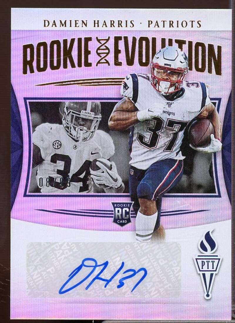 Damien Harris EXCH 2019 Panini Passing the Torch Rookie Evolution Autograph #13  Image 1