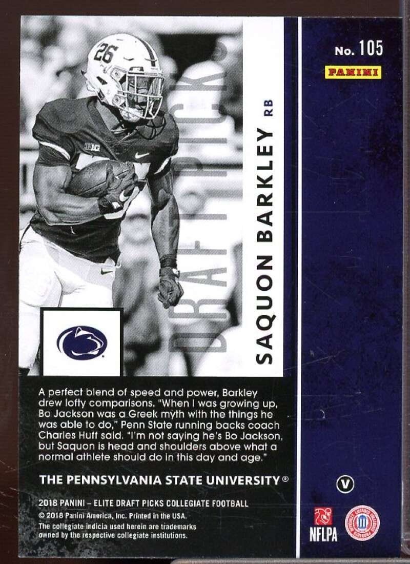 Saquon Barkley Rookie Card 2018 Elite Draft Picks #105B  Image 2