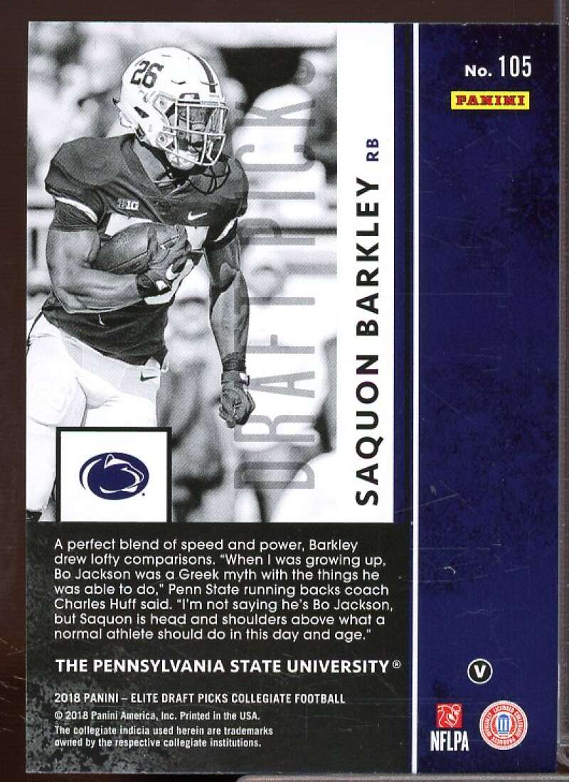 Saquon Barkley Rookie Card 2018 Elite Draft Picks #105B  Image 2