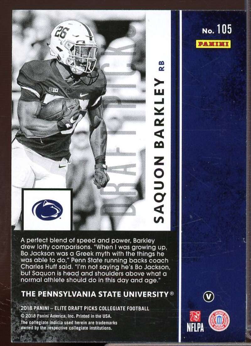 Saquon Barkley Rookie Card 2018 Elite Draft Picks #105B  Image 2